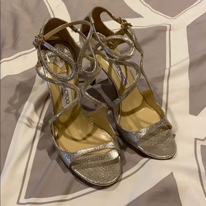 Jimmy Choo gold glitter shoes